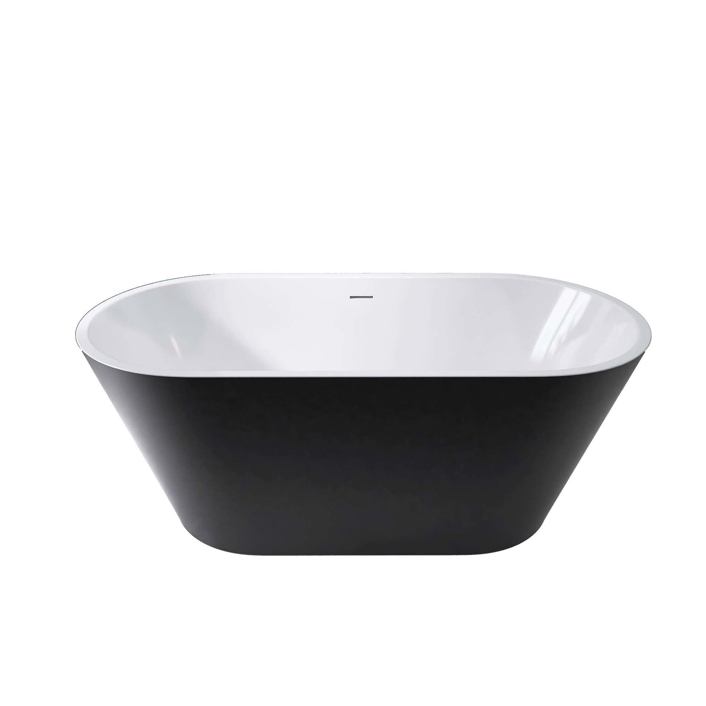 59" Acrylic Freestanding Bathtub, Matte Black Modern Stand Alone Soaking Bathtub, Brushed Nickel Drain and Minimalist Linear Design Overflow Included Easy to Install - Divine Heart L.A.