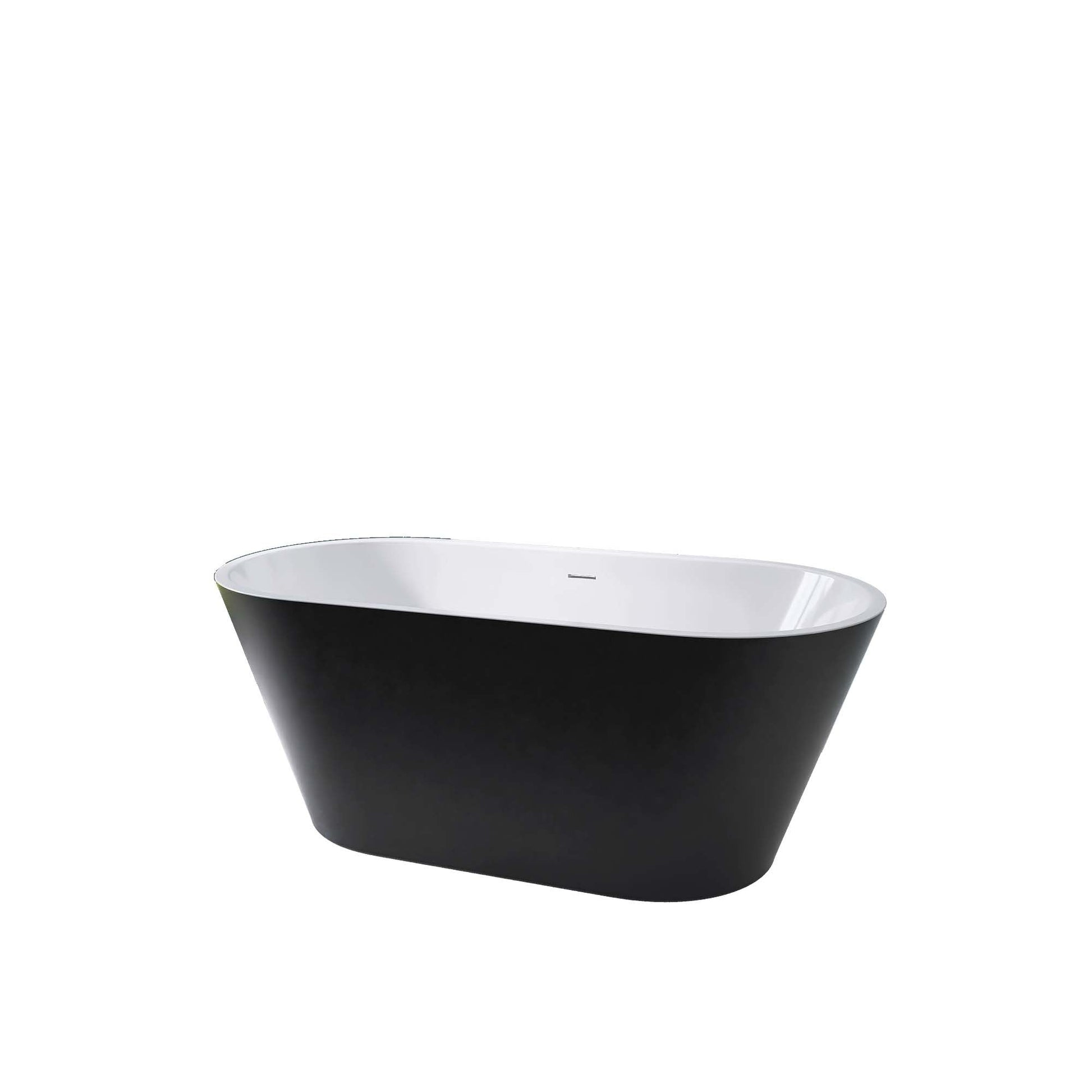 59" Acrylic Freestanding Bathtub, Matte Black Modern Stand Alone Soaking Bathtub, Brushed Nickel Drain and Minimalist Linear Design Overflow Included Easy to Install - Divine Heart L.A.