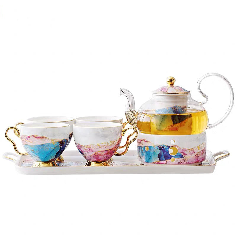 English Party Ceramic and Glass Tea Set