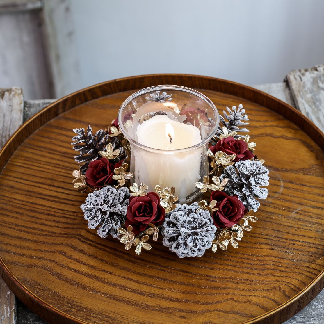 Rose & Pine Cone Candlestick Garland