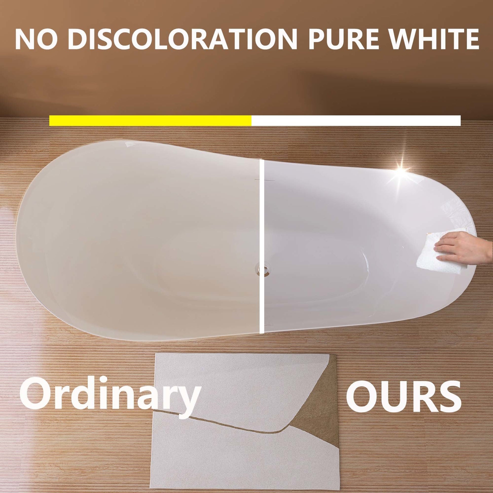 65" Acrylic Free Standing Tub - Classic Oval Shape Soaking Tub, Adjustable Freestanding Bathtub with Integrated Slotted Overflow and Chrome Pop - up Drain Anti - clogging Gloss White - Divine Heart L.A.