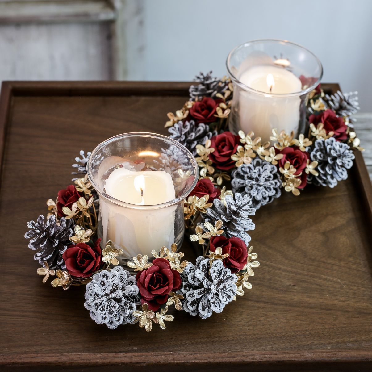 Rose & Pine Cone Candlestick Garland
