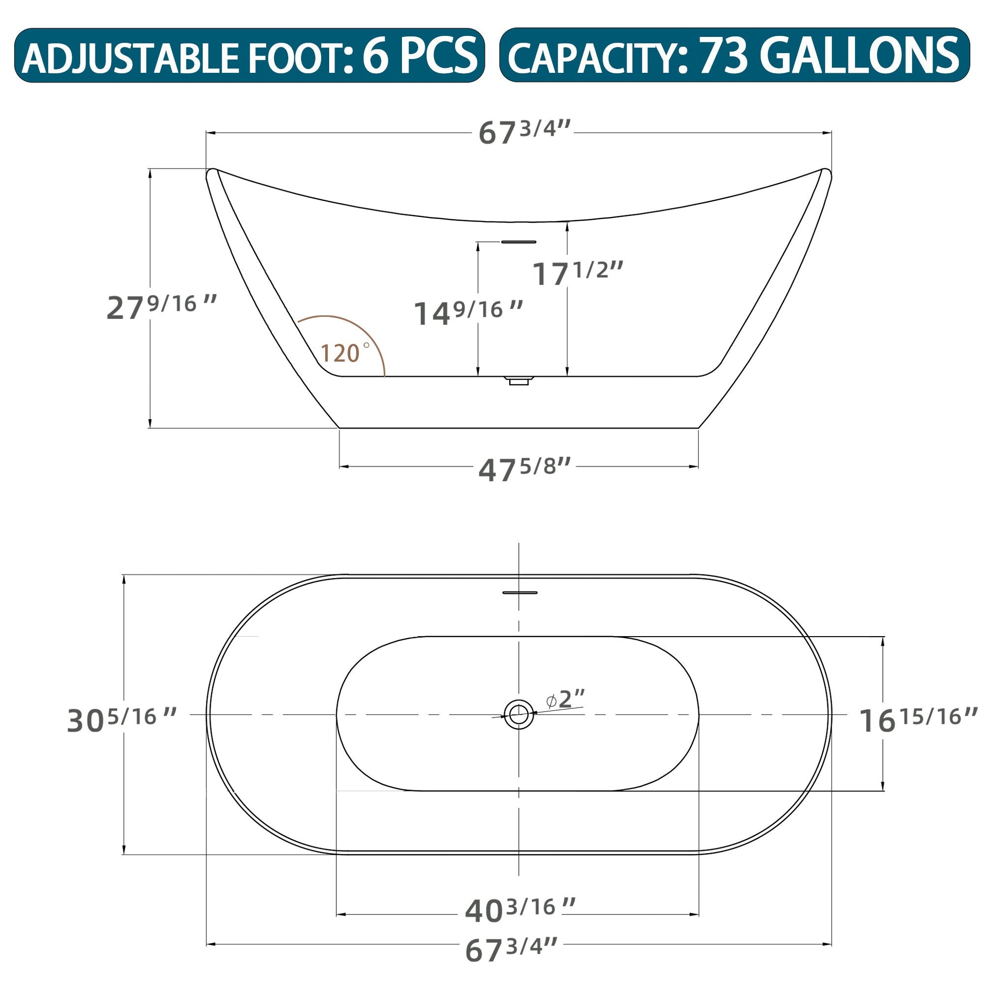 68" Acrylic Free Standing Tub - Classic Oval Shape Soaking Tub, Adjustable Freestanding Bathtub with Integrated Slotted Overflow and Chrome Pop - up Drain Anti - clogging Gloss White - Divine Heart L.A.