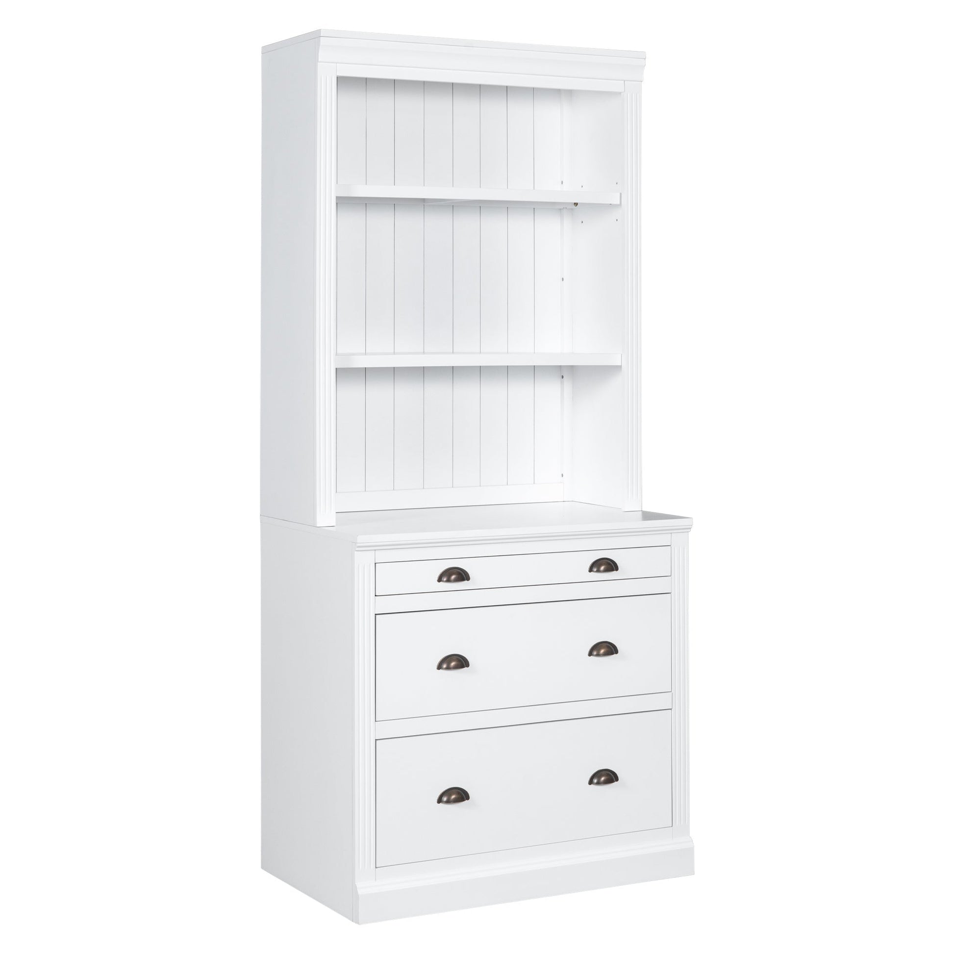 83.4" Bookshelf with LED Lighting and 3 Drawers - Divine Heart L.A.