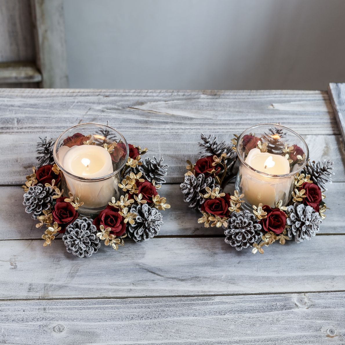 Rose & Pine Cone Candlestick Garland