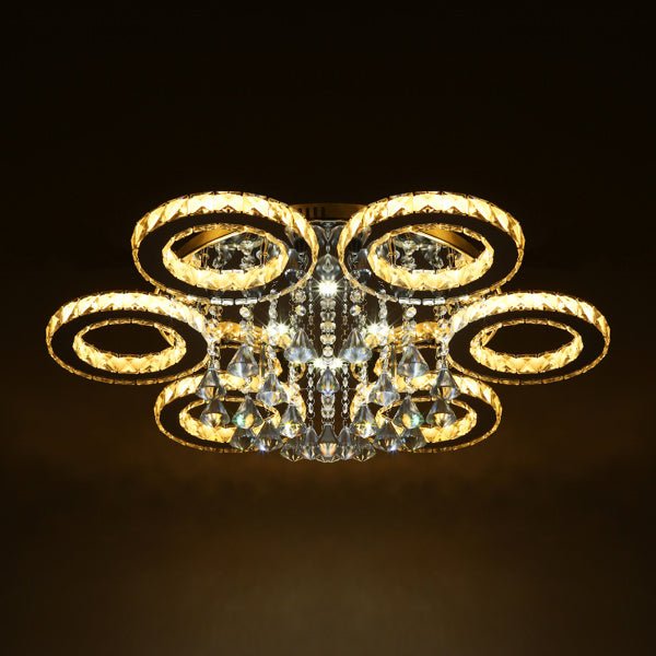 90W 6 Rings LED K9 Crystal Ceiling Light Modern Flush Mount Light Home Decor - Divine Heart L.A.