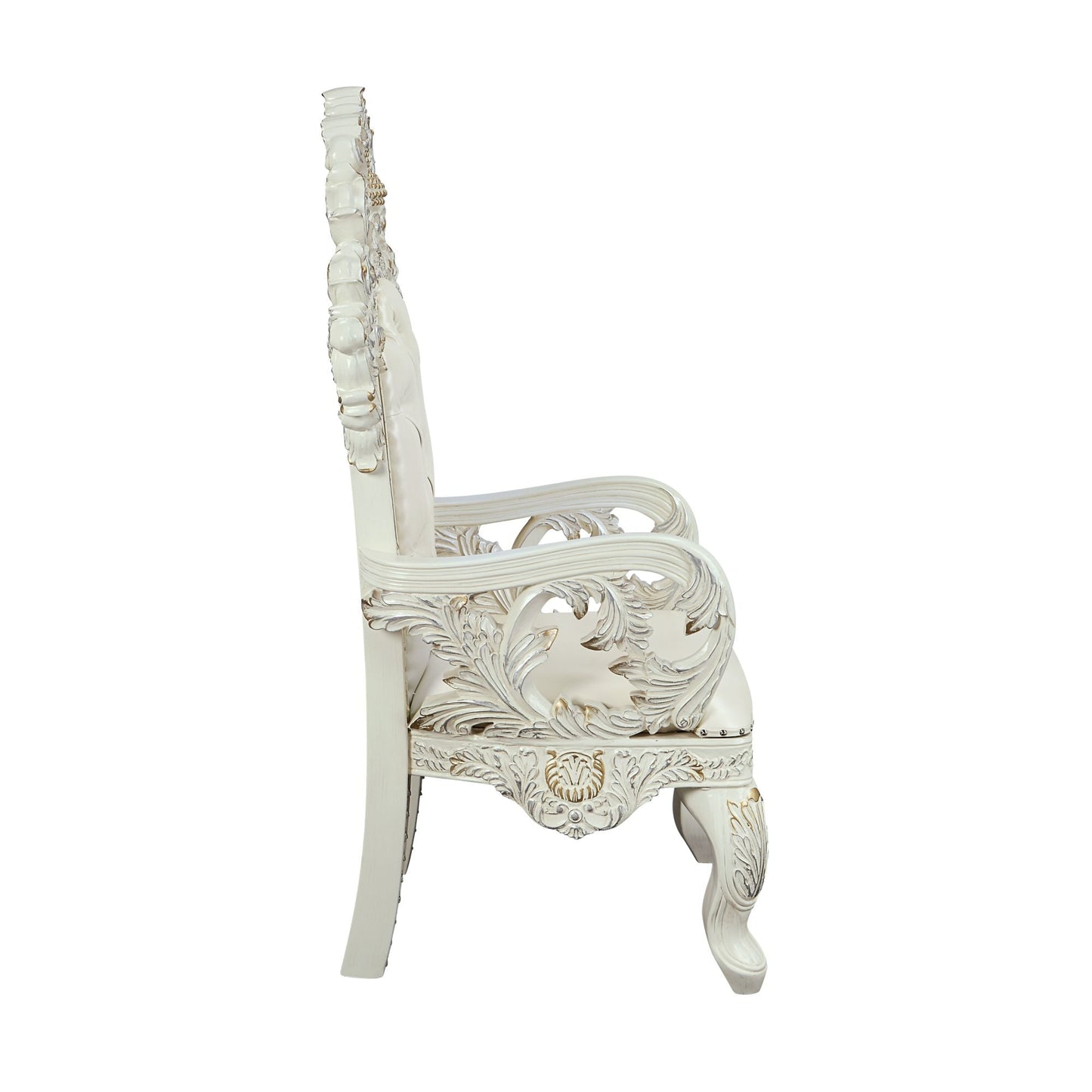 ACME Adara ARM CHAIR (SET-2) Pearl White PU & Antique White Finish DN01231 - Divine Heart L.A.