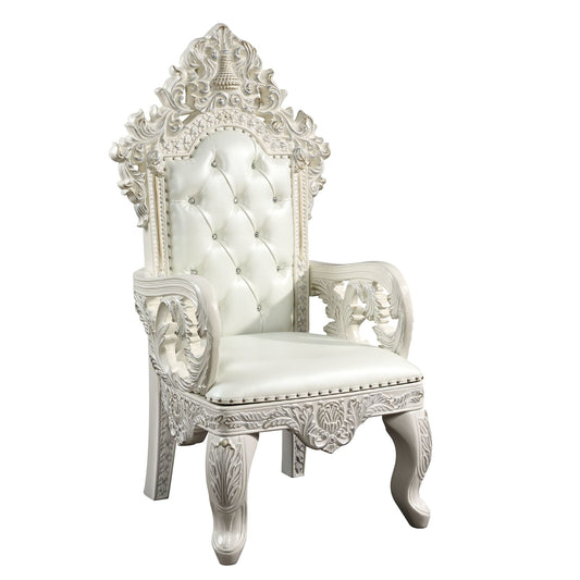 ACME Adara ARM CHAIR (SET-2) Pearl White PU & Antique White Finish DN01231 - Divine Heart L.A.