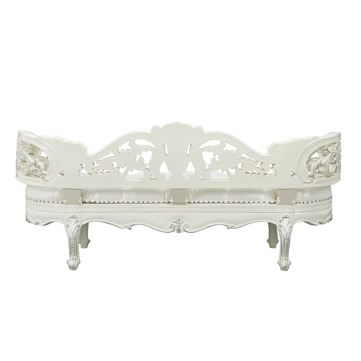 ACME Adara BENCH Pearl White PU & Antique White Finish BD01253 - Divine Heart L.A.