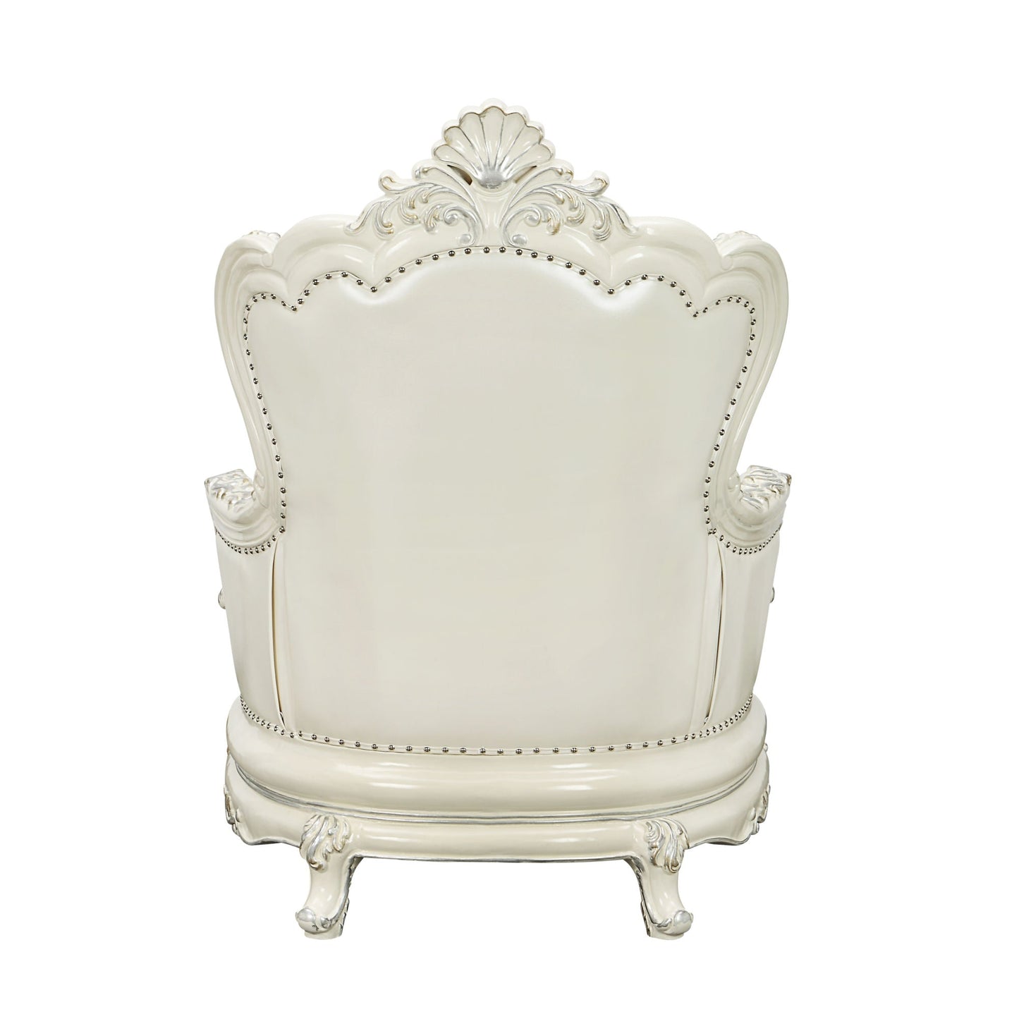 ACME Adara CHAIR W/2 PILLOWS Pearl White PU & Antique White Finish LV01226 - Divine Heart L.A.