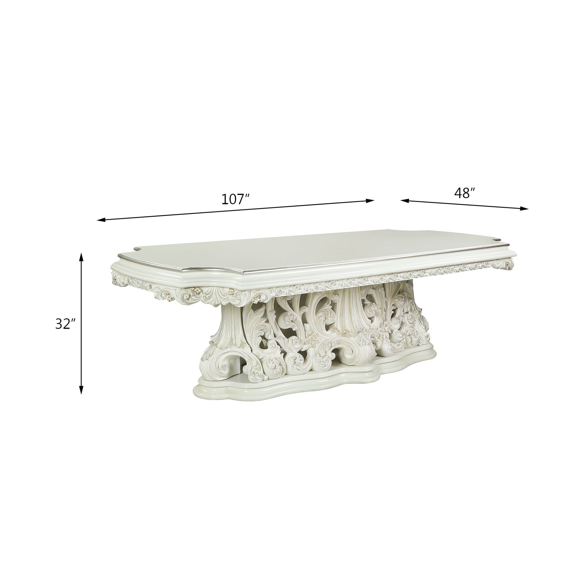 ACME Adara DINING TABLE Antique White Finish DN01229 - Divine Heart L.A.