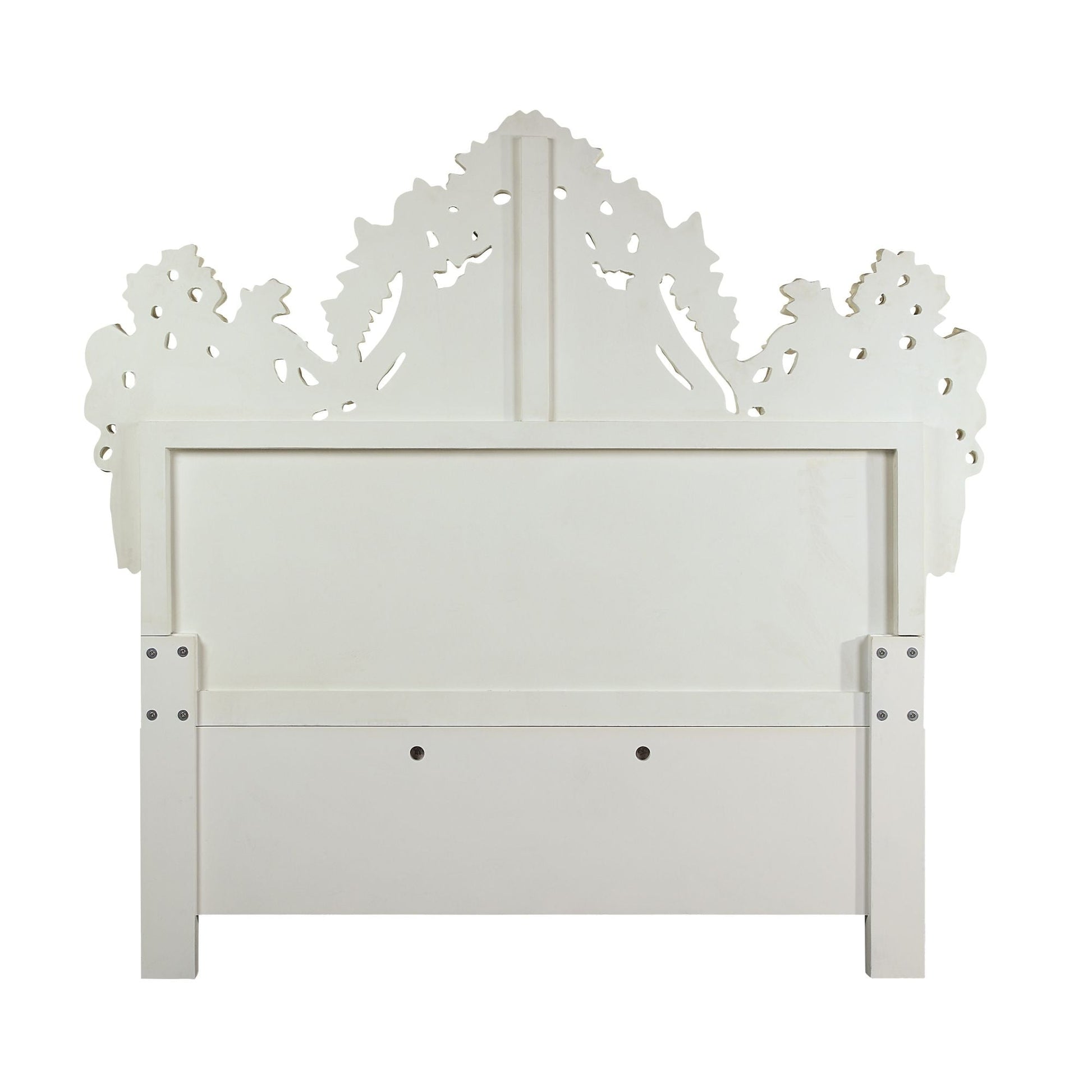 ACME Adara EK BED Pearl White PU & Antique White Finish BD01248EK - Divine Heart L.A.