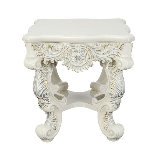 ACME Adara END TABLE Antique White Finish LV01218 - Divine Heart L.A.