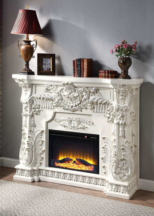 ACME Adara FIREPLACE Antique White Finish AC01620 - Divine Heart L.A.