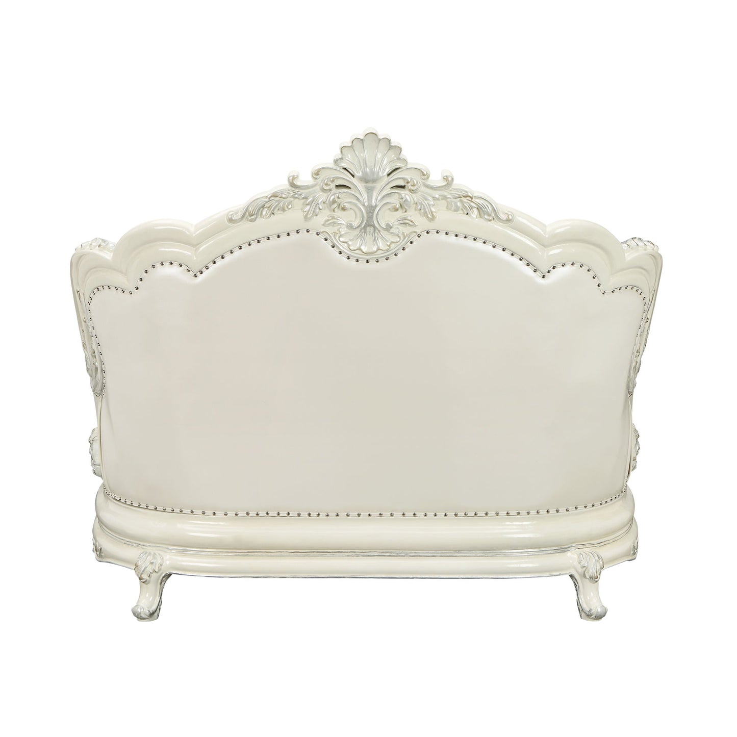 ACME Adara LOVESEAT W/5 PILLOWS Pearl White PU & Antique White Finish LV01225 - Divine Heart L.A.