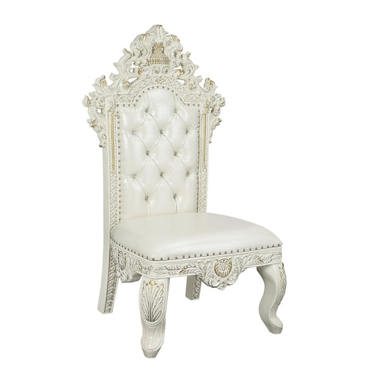 ACME Adara SIDE CHAIR (SET-2) Pearl White PU & Antique White Finish DN01230 - Divine Heart L.A.