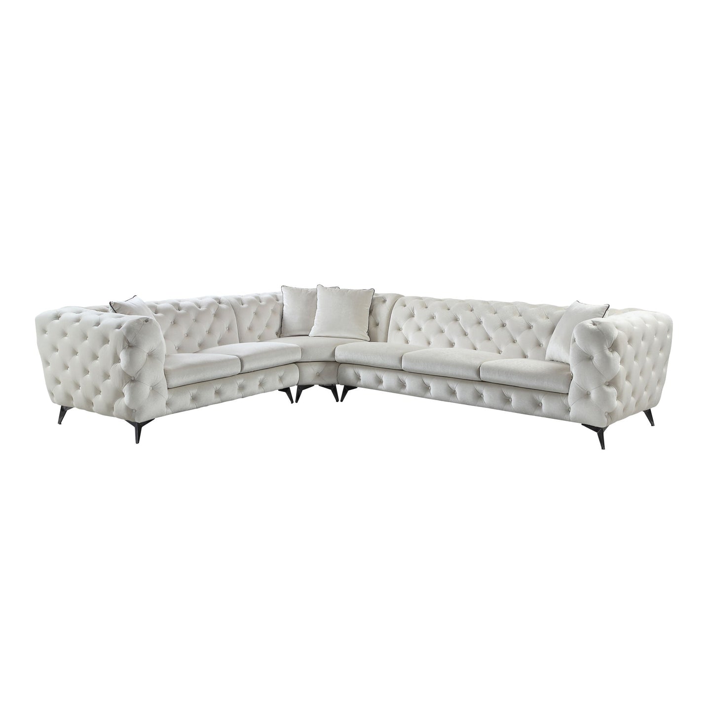 ACME Atronia SECTIONAL SOFA W/4 PILLOWS Beige Fabric LV01160 - Divine Heart L.A.