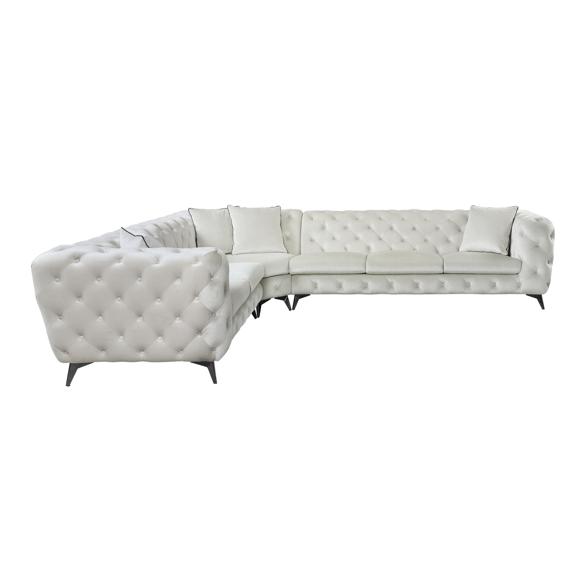 ACME Atronia SECTIONAL SOFA W/4 PILLOWS Beige Fabric LV01160 - Divine Heart L.A.