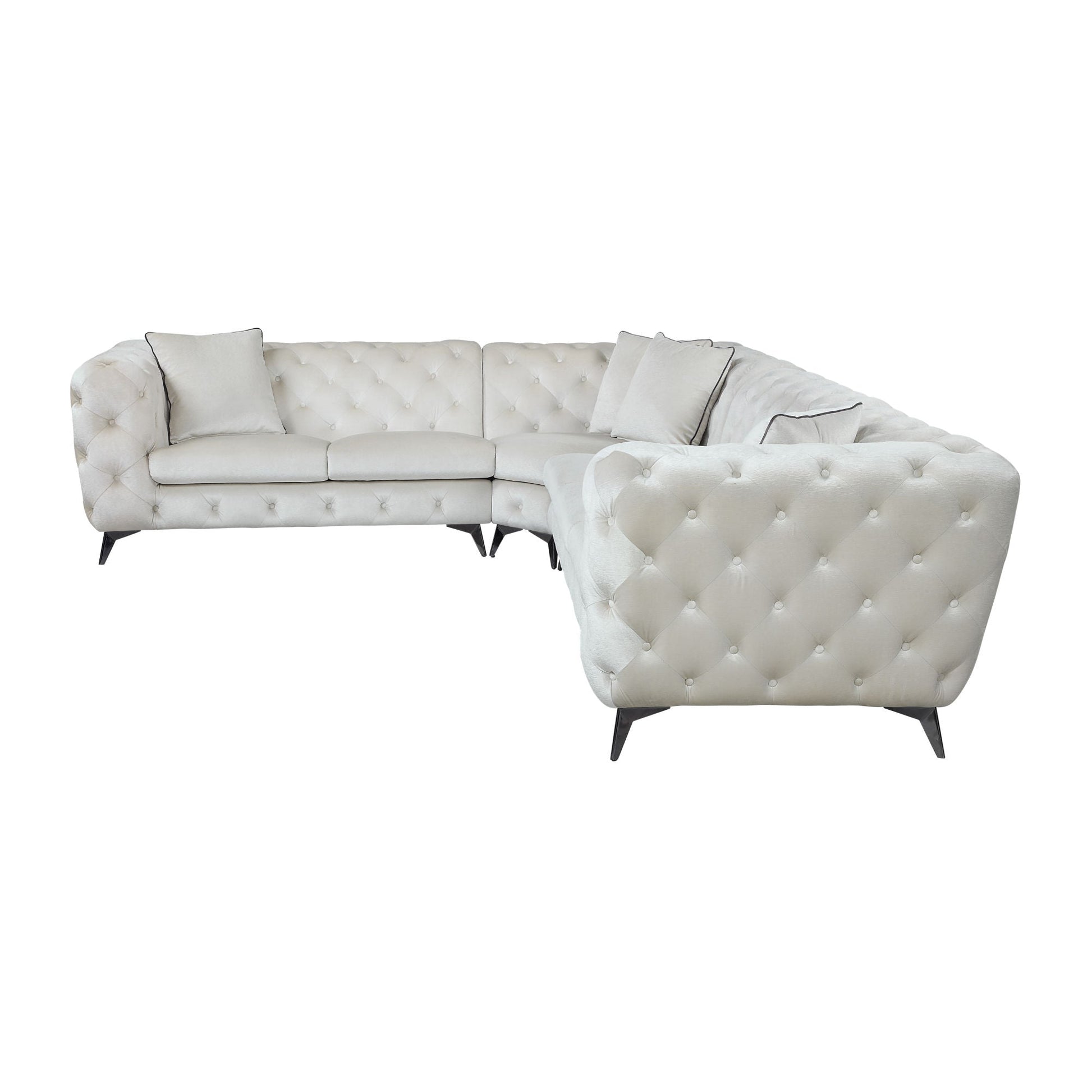 ACME Atronia SECTIONAL SOFA W/4 PILLOWS Beige Fabric LV01160 - Divine Heart L.A.