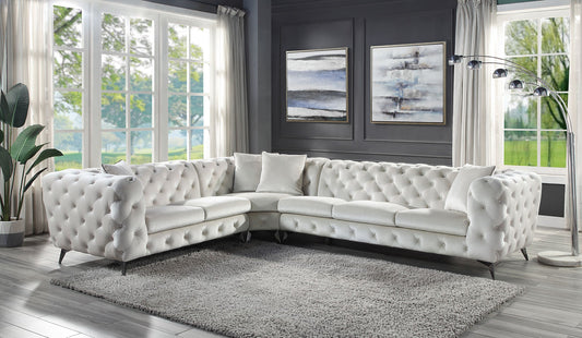 ACME Atronia SECTIONAL SOFA W/4 PILLOWS Beige Fabric LV01160 - Divine Heart L.A.