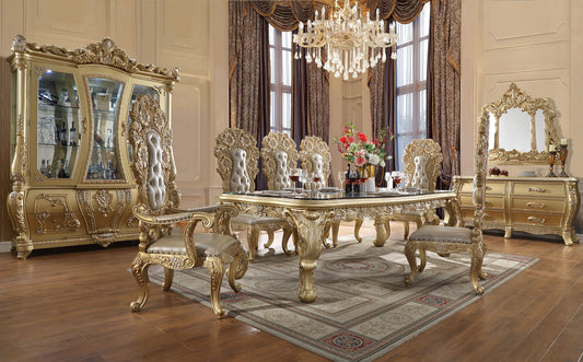 ACME Cabriole DINING TABLE Gold Finish DN01482 - Divine Heart L.A.