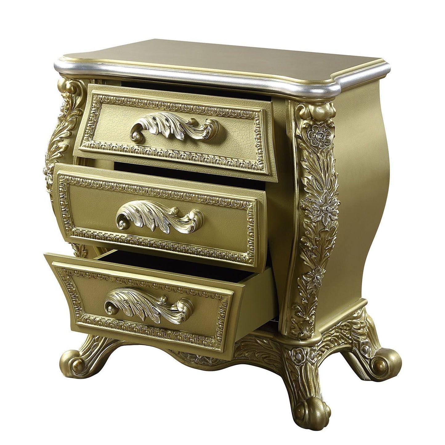 ACME Cabriole NIGHTSTAND Gold Finish BD01464 - Divine Heart L.A.