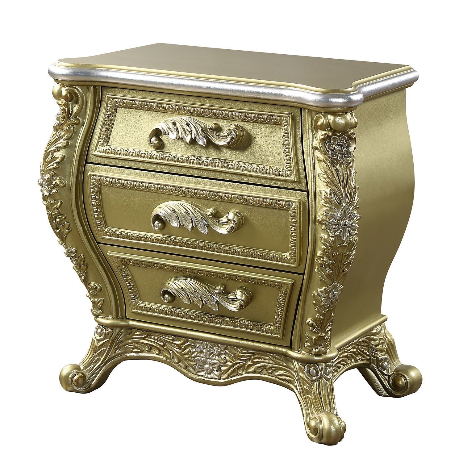 ACME Cabriole NIGHTSTAND Gold Finish BD01464 - Divine Heart L.A.