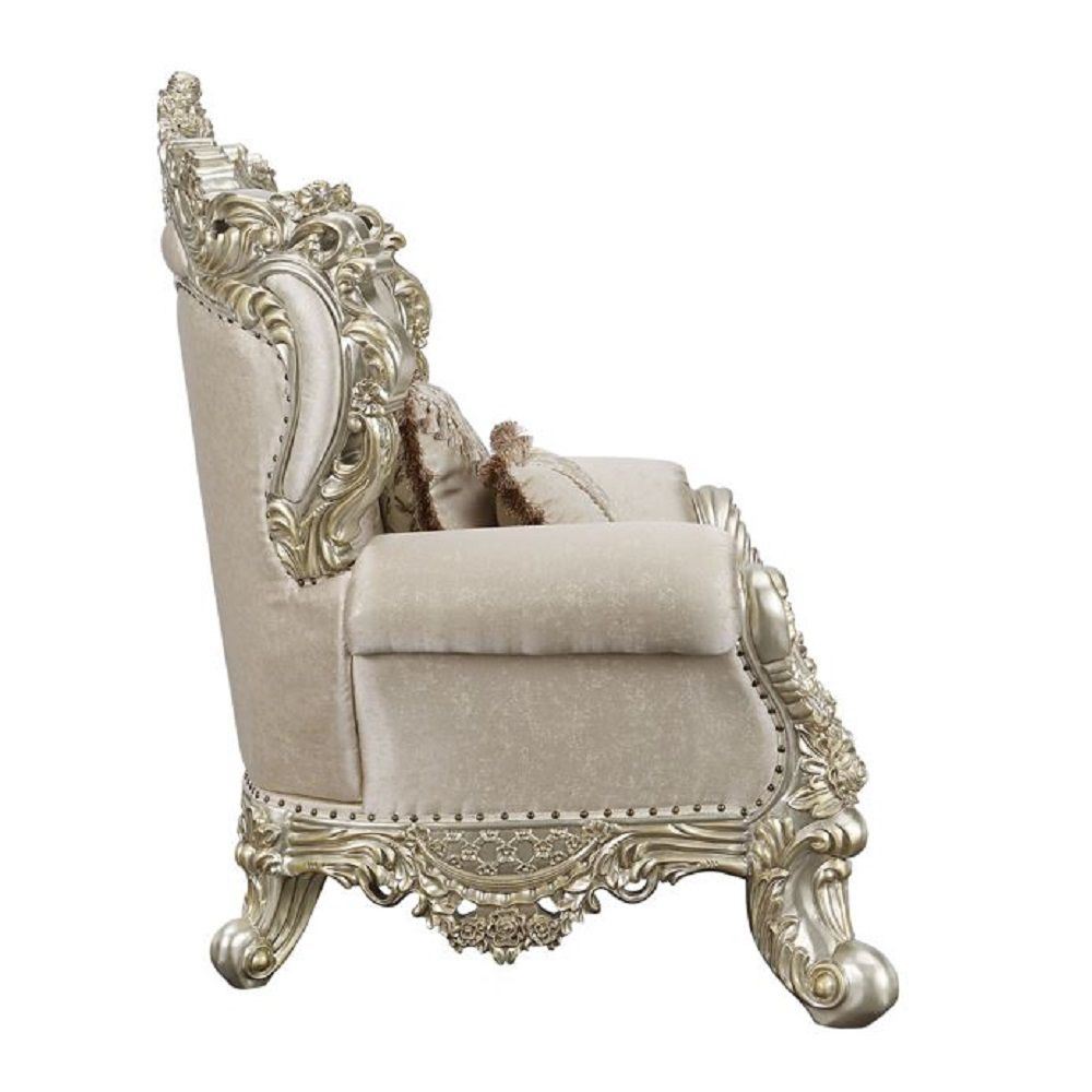 ACME Danae LOVESEAT W/5 PILLOWS Fabric, Champagne & Gold Finish LV01194 - Divine Heart L.A.