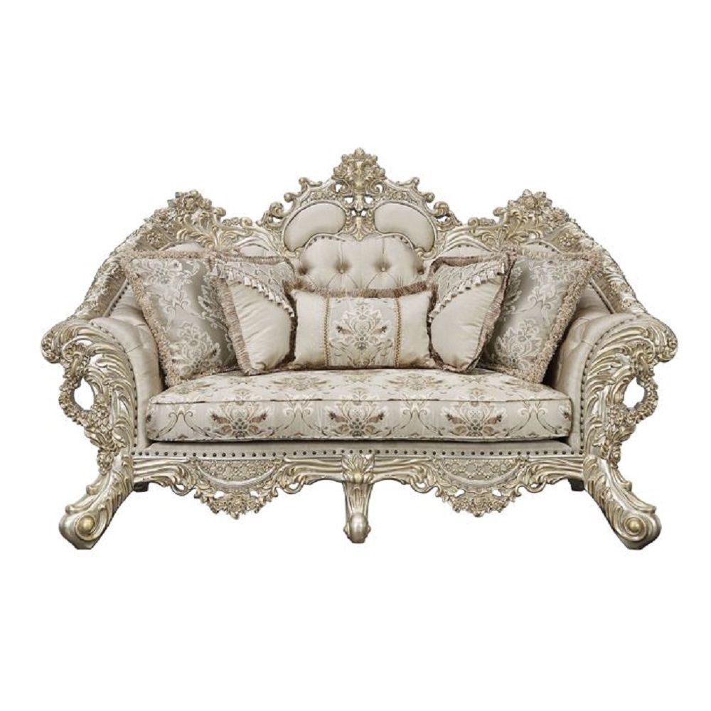 ACME Danae LOVESEAT W/5 PILLOWS Fabric, Champagne & Gold Finish LV01194 - Divine Heart L.A.