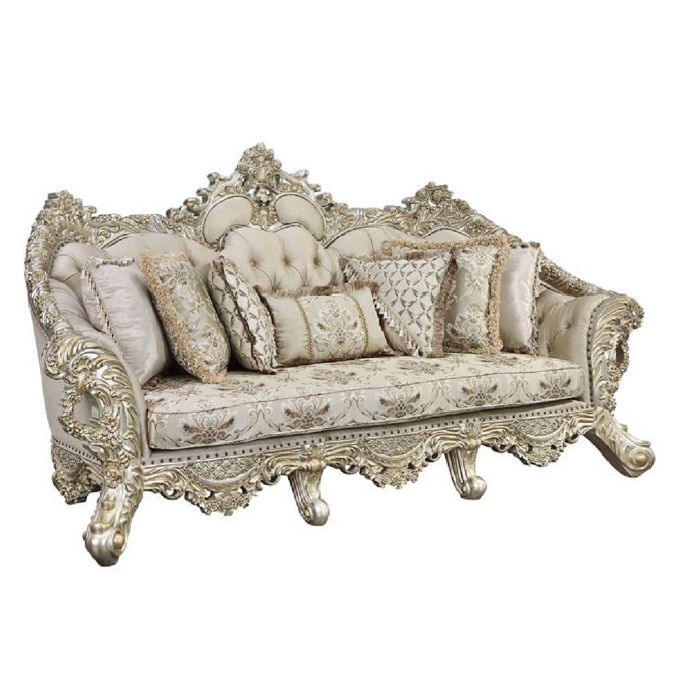 ACME Danae SOFA W/7 PILLOWS Fabric, Champagne & Gold Finish LV01193 - Divine Heart L.A.