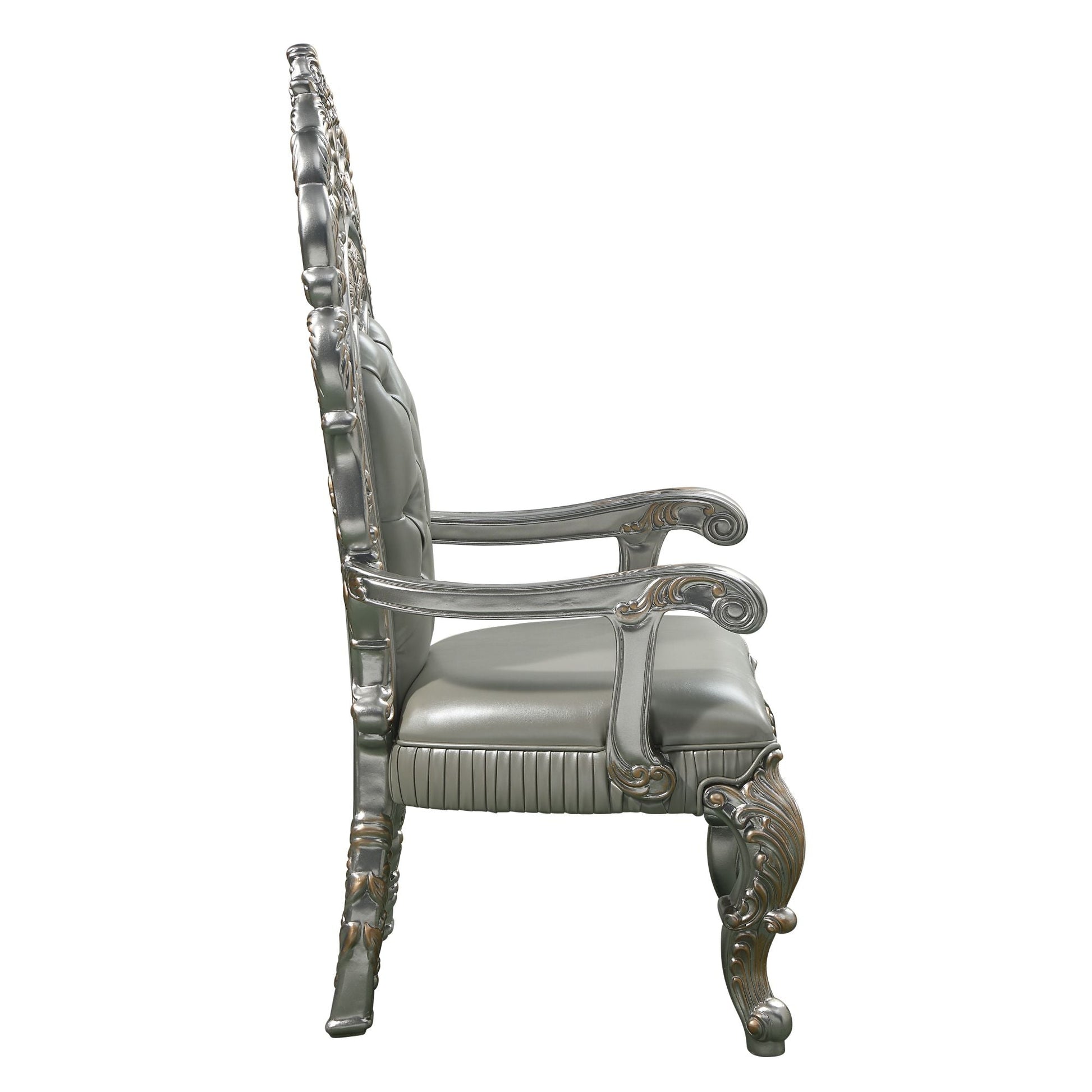 ACME Sandoval ARM CHAIR (SET-2) Beige PU & Champagne Finish DN01496 - Divine Heart L.A.