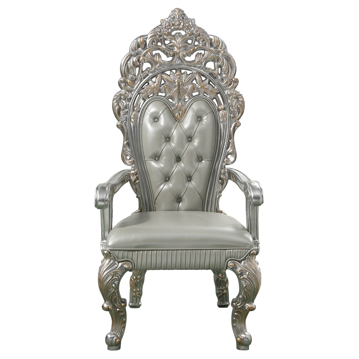 ACME Sandoval ARM CHAIR (SET-2) Beige PU & Champagne Finish DN01496 - Divine Heart L.A.