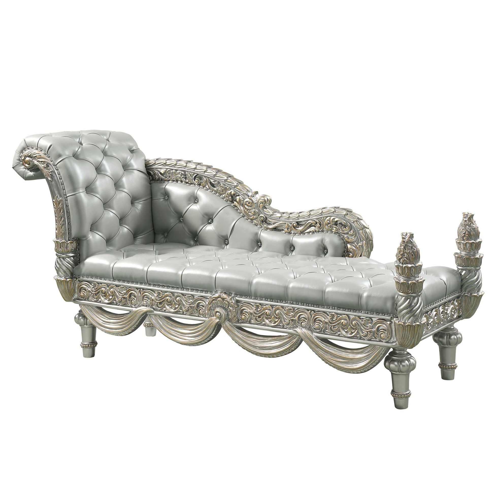 ACME Sandoval BENCH Beige PU & Champagne Finish BD01492 - Divine Heart L.A.