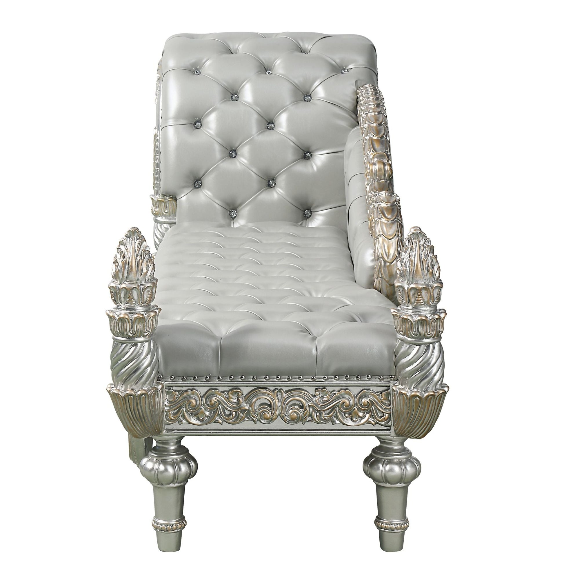 ACME Sandoval BENCH Beige PU & Champagne Finish BD01492 - Divine Heart L.A.