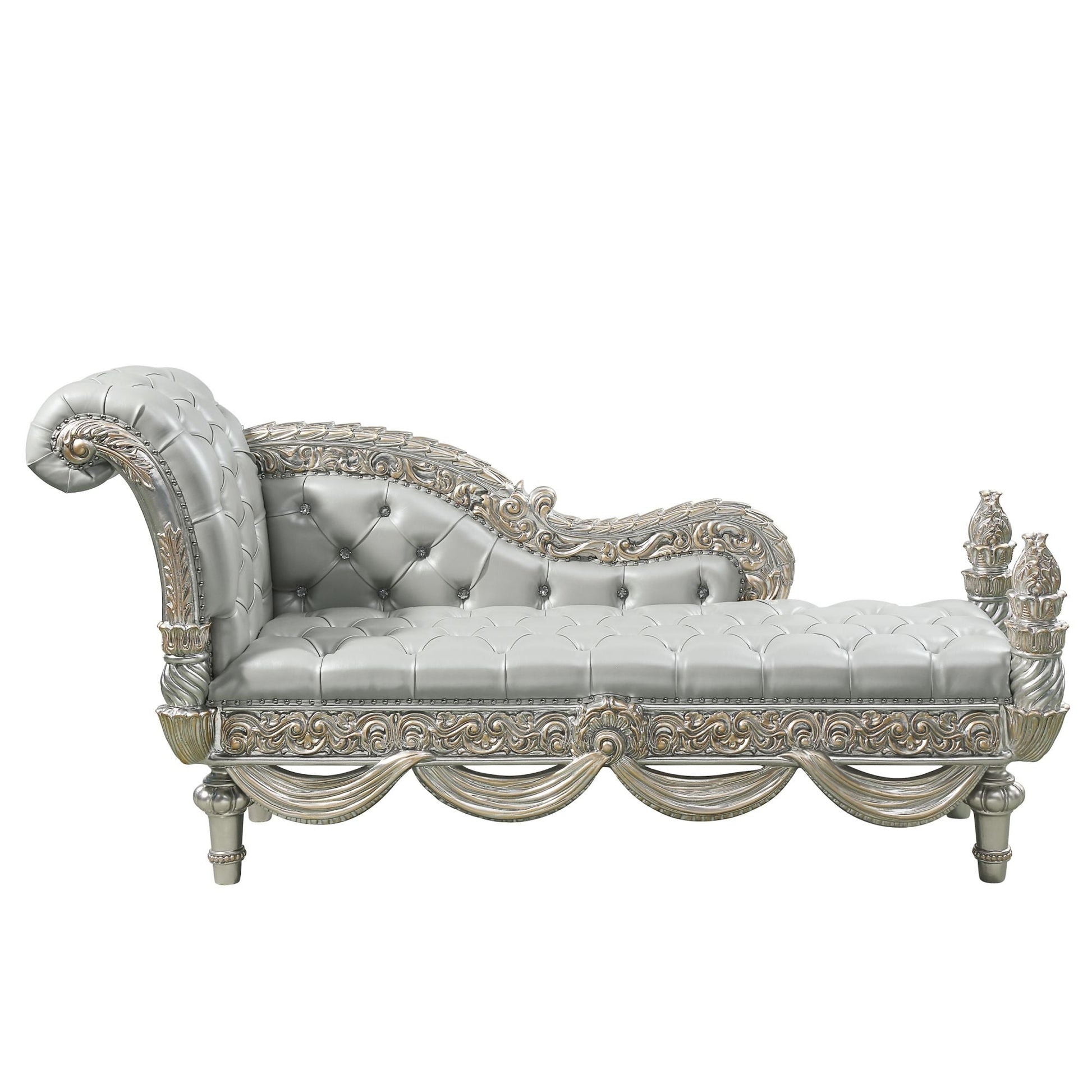 ACME Sandoval BENCH Beige PU & Champagne Finish BD01492 - Divine Heart L.A.