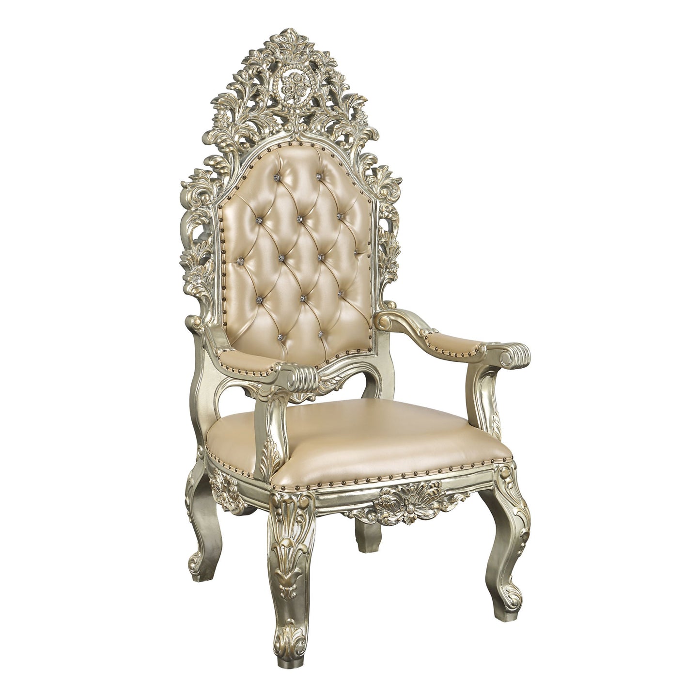 ACME Sorina ARM CHAIR (SET-2) PU & Antique Gold Finish DN01210 - Divine Heart L.A.