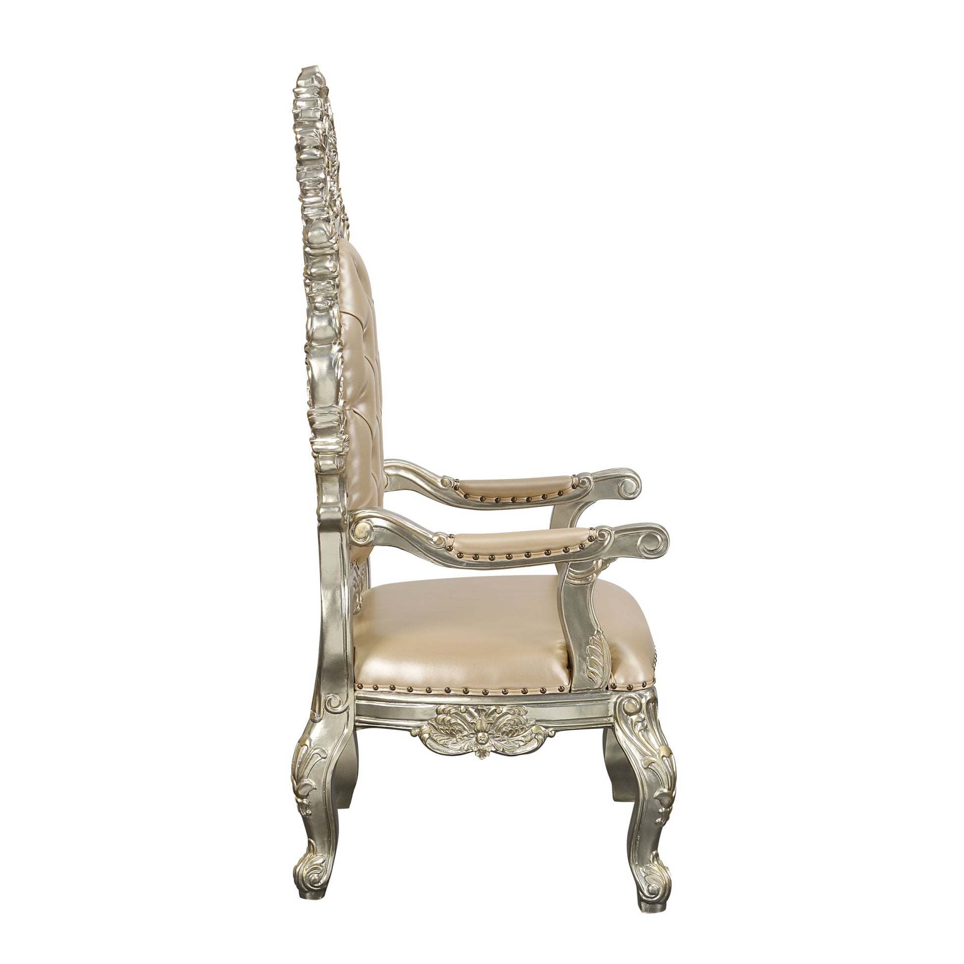 ACME Sorina ARM CHAIR (SET-2) PU & Antique Gold Finish DN01210 - Divine Heart L.A.