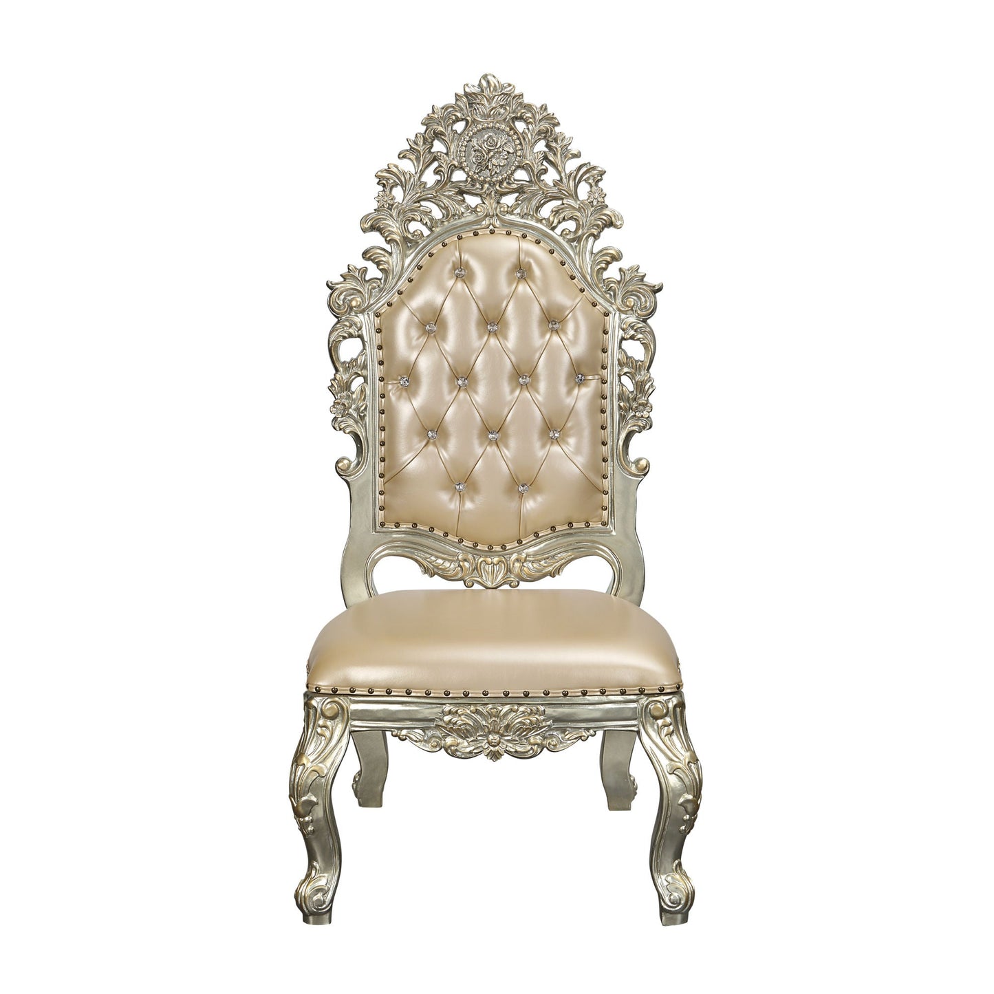 ACME Sorina SIDE CHAIR (SET-2) PU & Antique Gold Finish DN01209 - Divine Heart L.A.