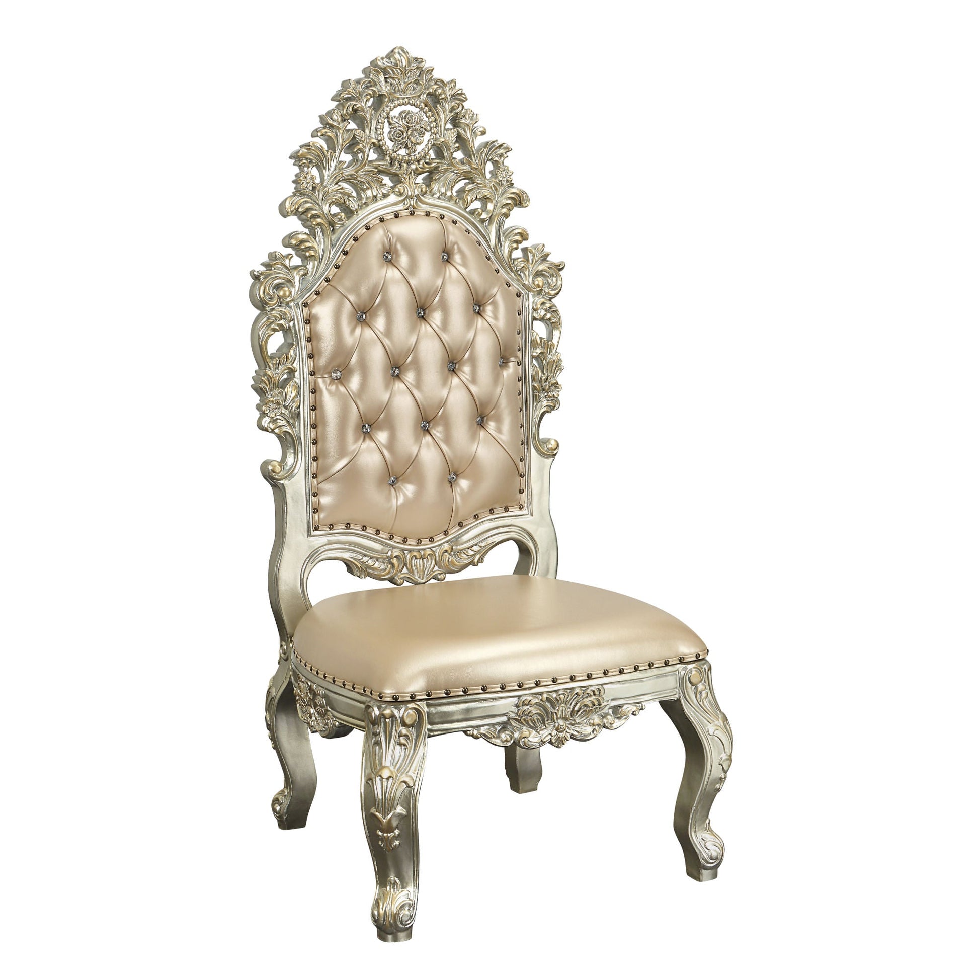 ACME Sorina SIDE CHAIR (SET-2) PU & Antique Gold Finish DN01209 - Divine Heart L.A.