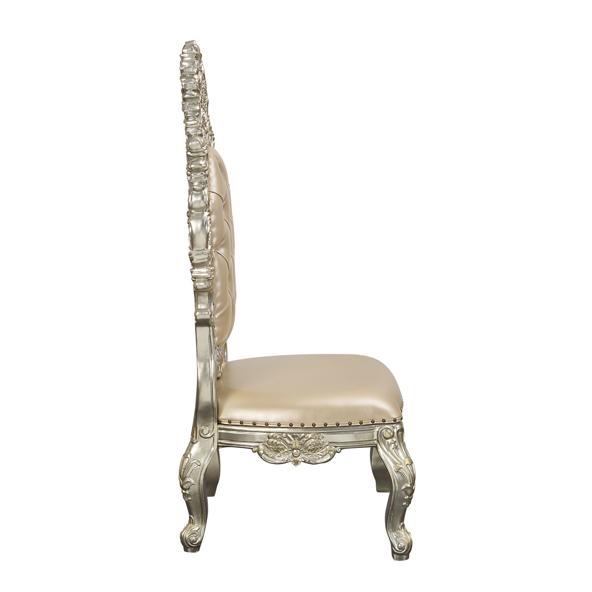 ACME Sorina SIDE CHAIR (SET-2) PU & Antique Gold Finish DN01209 - Divine Heart L.A.