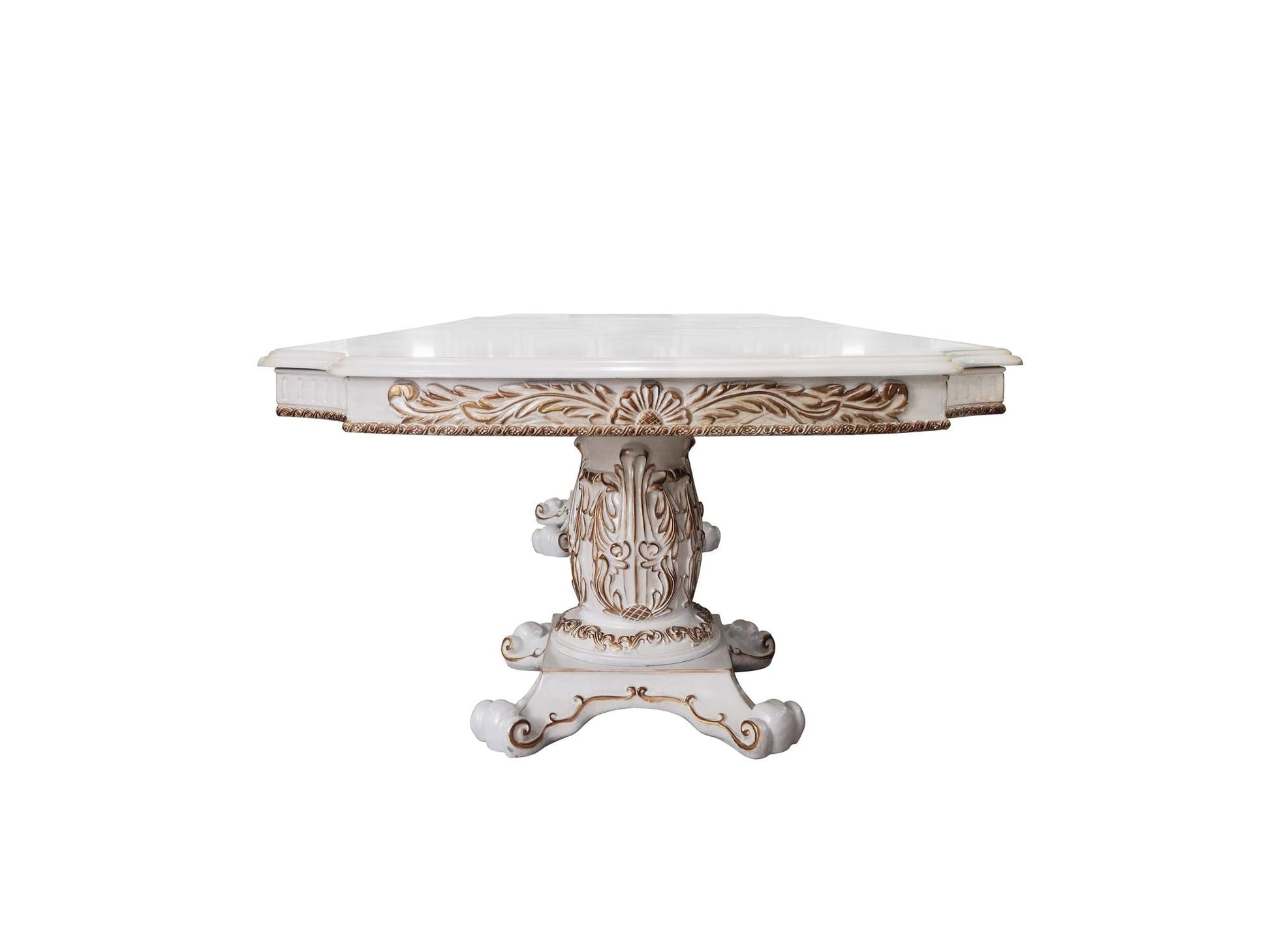 ACME Vendom Dining Table w/Double Pedestal, Antique Pearl Finish DN01346 - Divine Heart L.A.