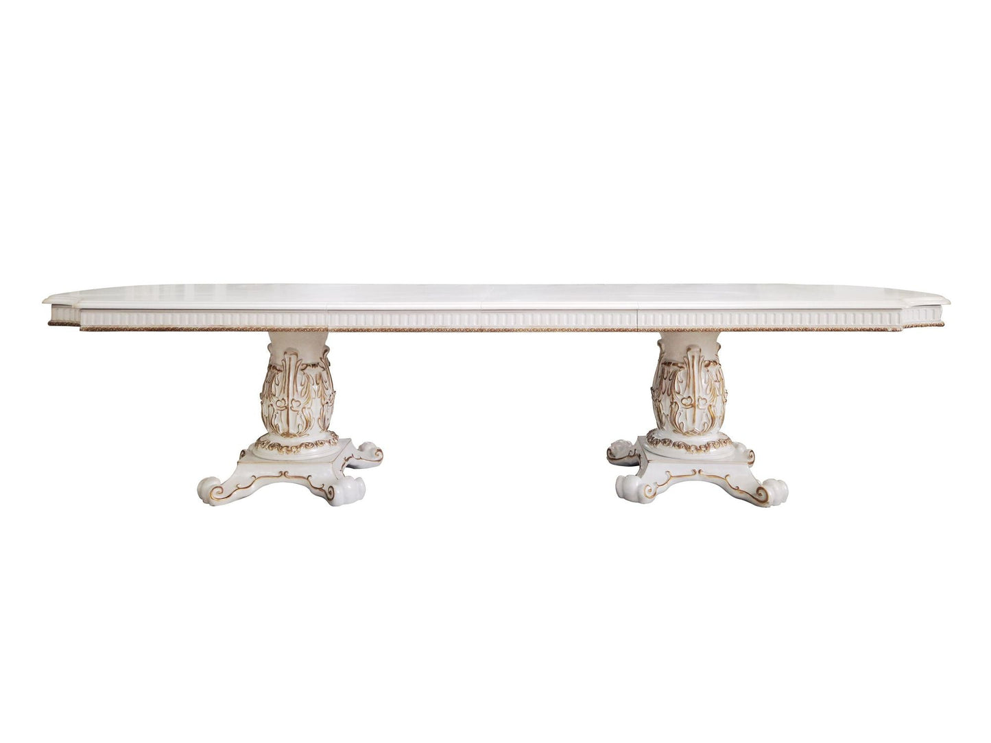 ACME Vendom Dining Table w/Double Pedestal, Antique Pearl Finish DN01346 - Divine Heart L.A.