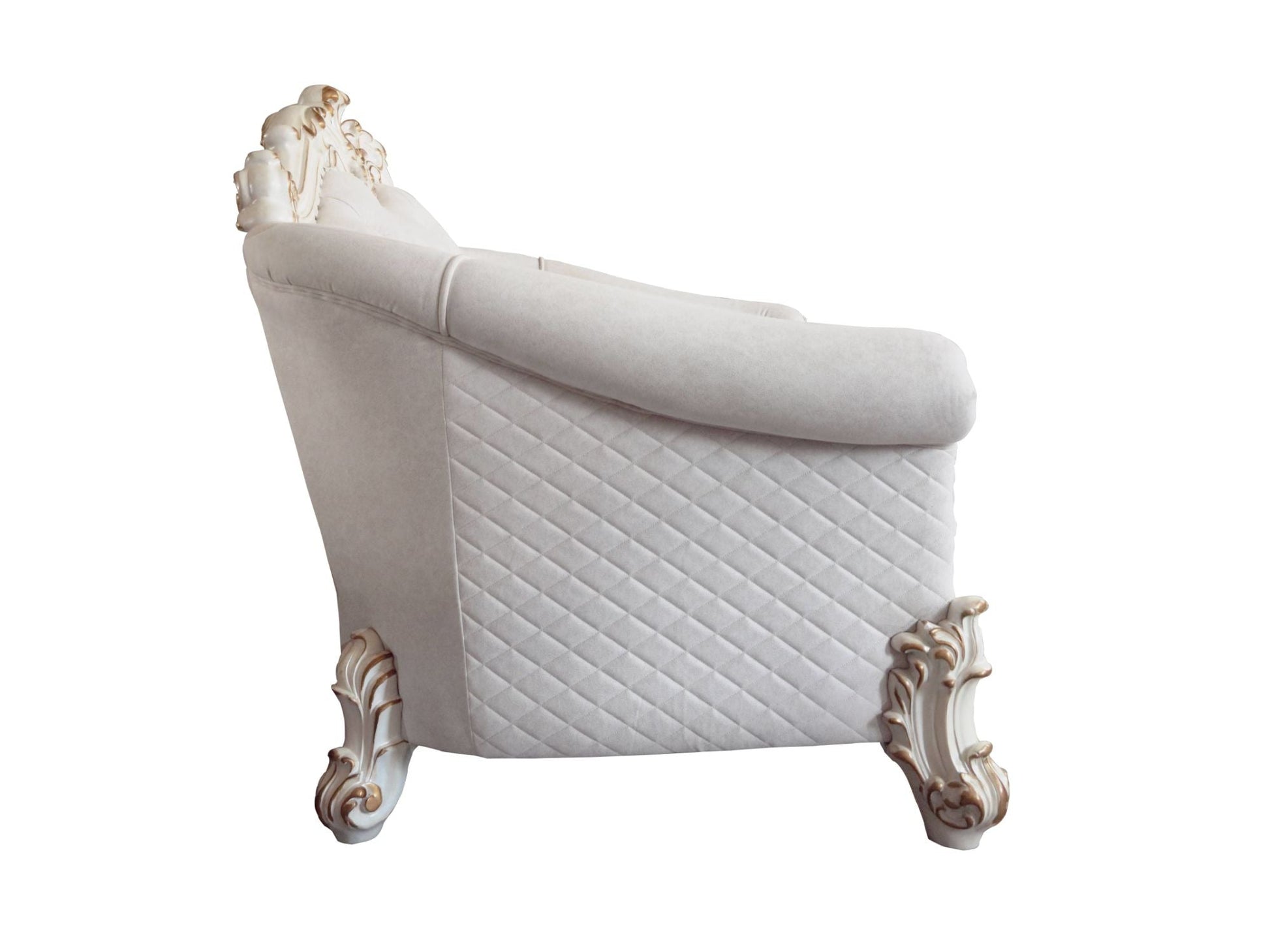 ACME Vendom II Loveseat w/4 Pillows, Two Tone Ivory Fabric & Antique Pearl Finsih LV01330 - Divine Heart L.A.