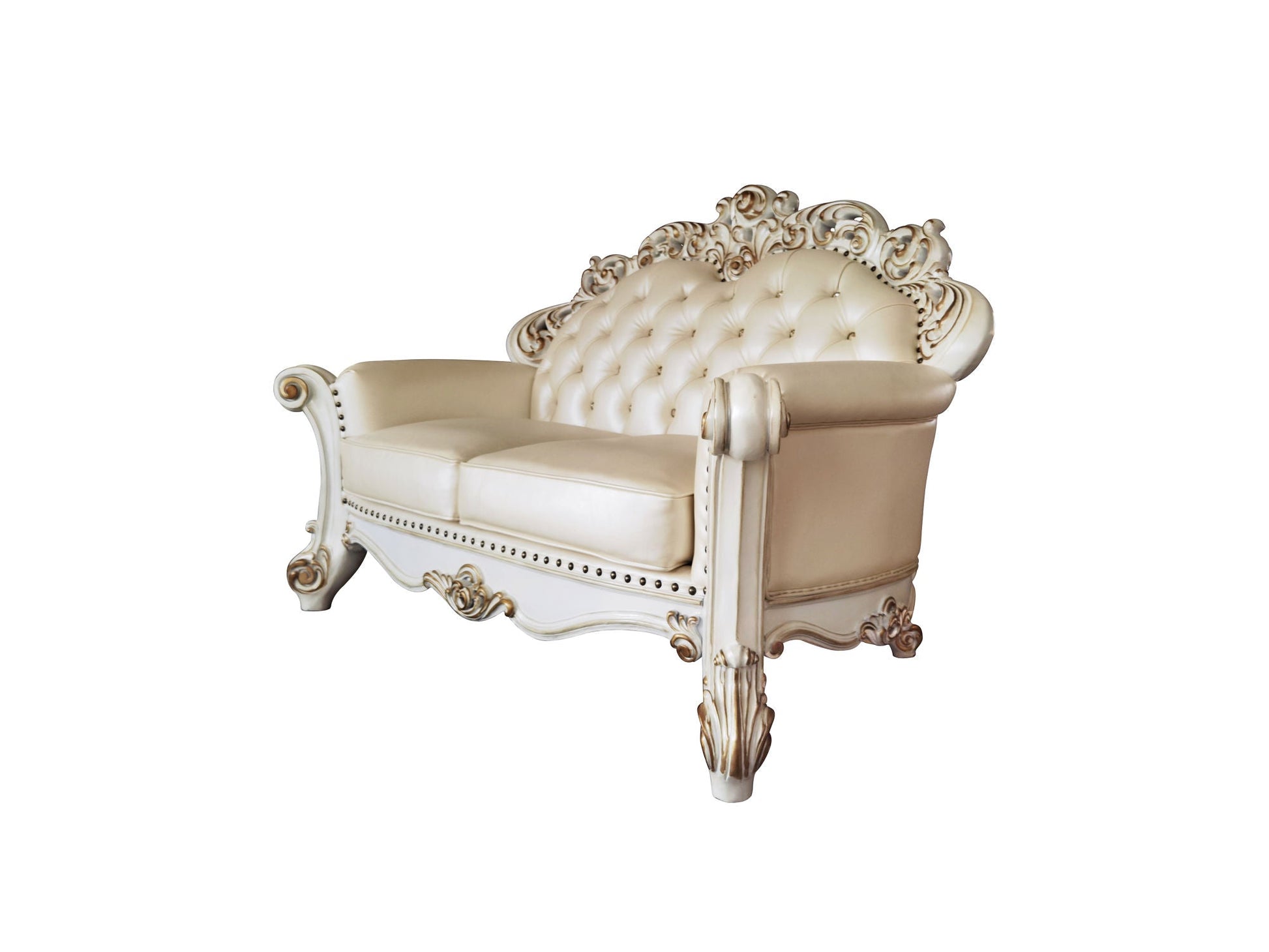 ACME Vendom Loveseat w/3 Pillows, Champagne PU & Antique Pearl Finsih LV01325 - Divine Heart L.A.