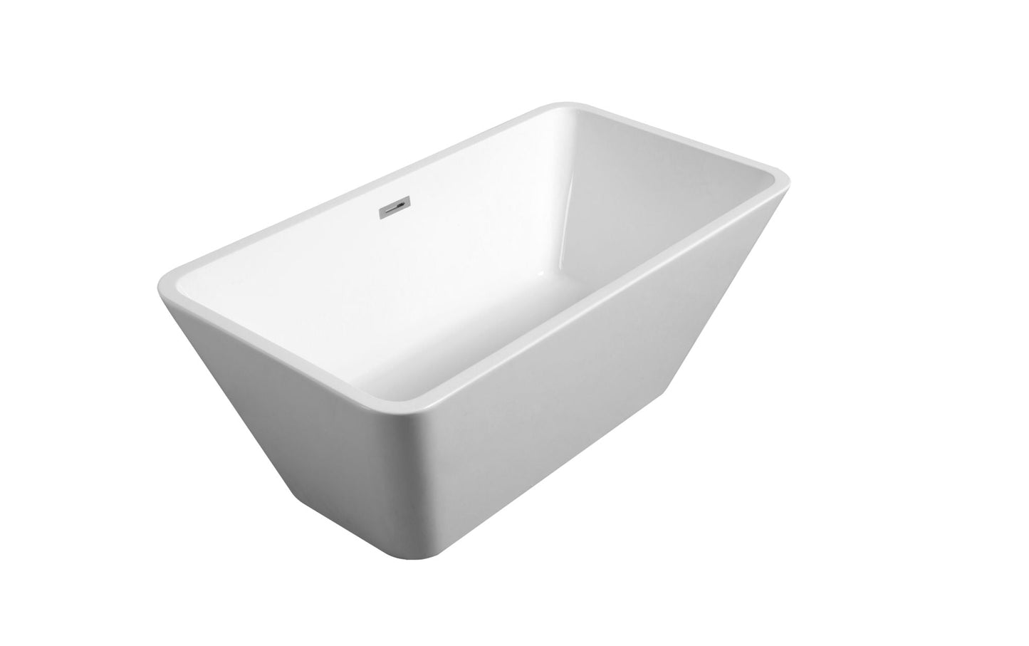 Acrylic Freestanding Bathtub Contemporary Soaking White Tub with Brushed Nickel Overflow and Drain, cUPC Certified - 59*29.52 23A01-60 - Divine Heart L.A.