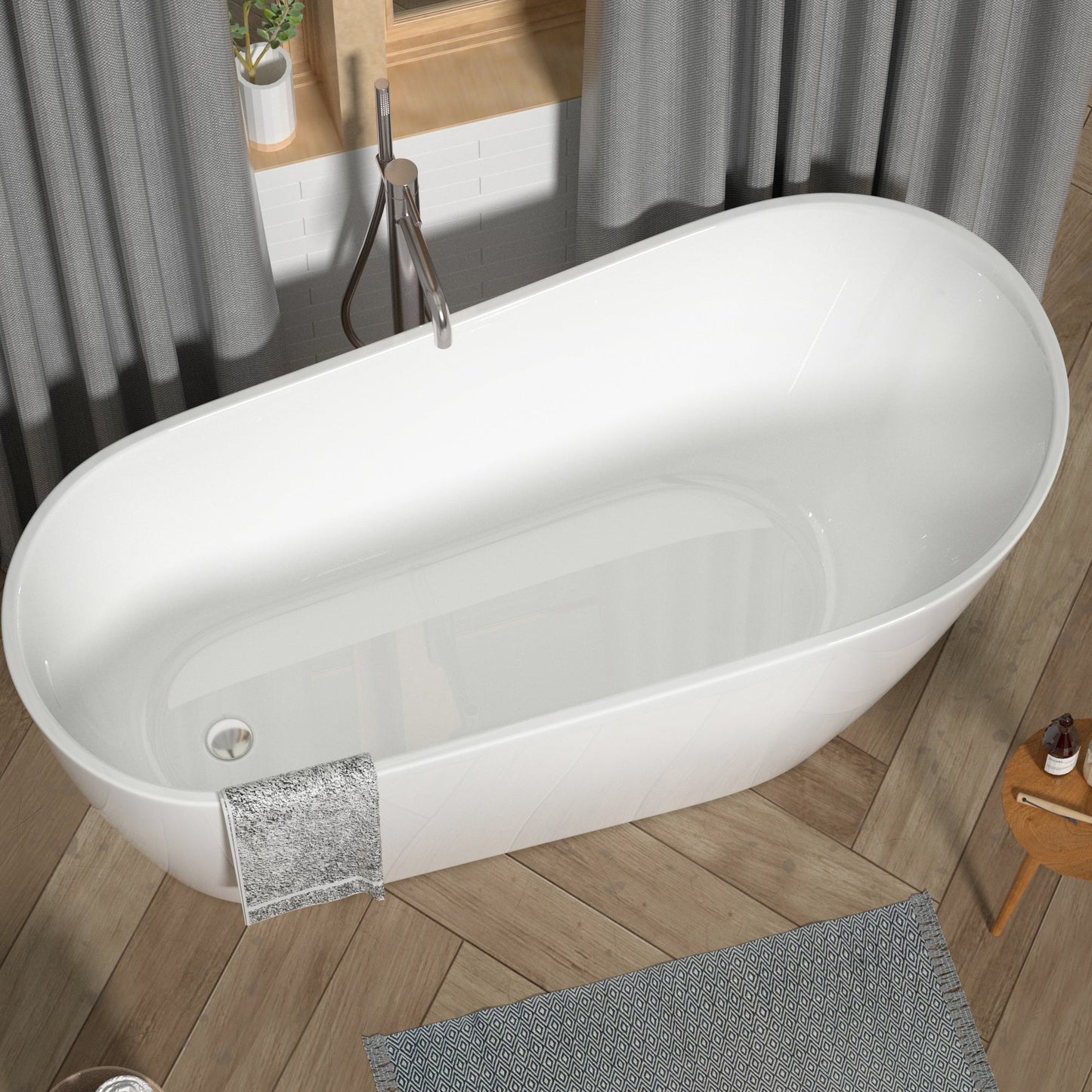 Acrylic Freestanding Soaking Bathtub - 55 white - Divine Heart L.A.