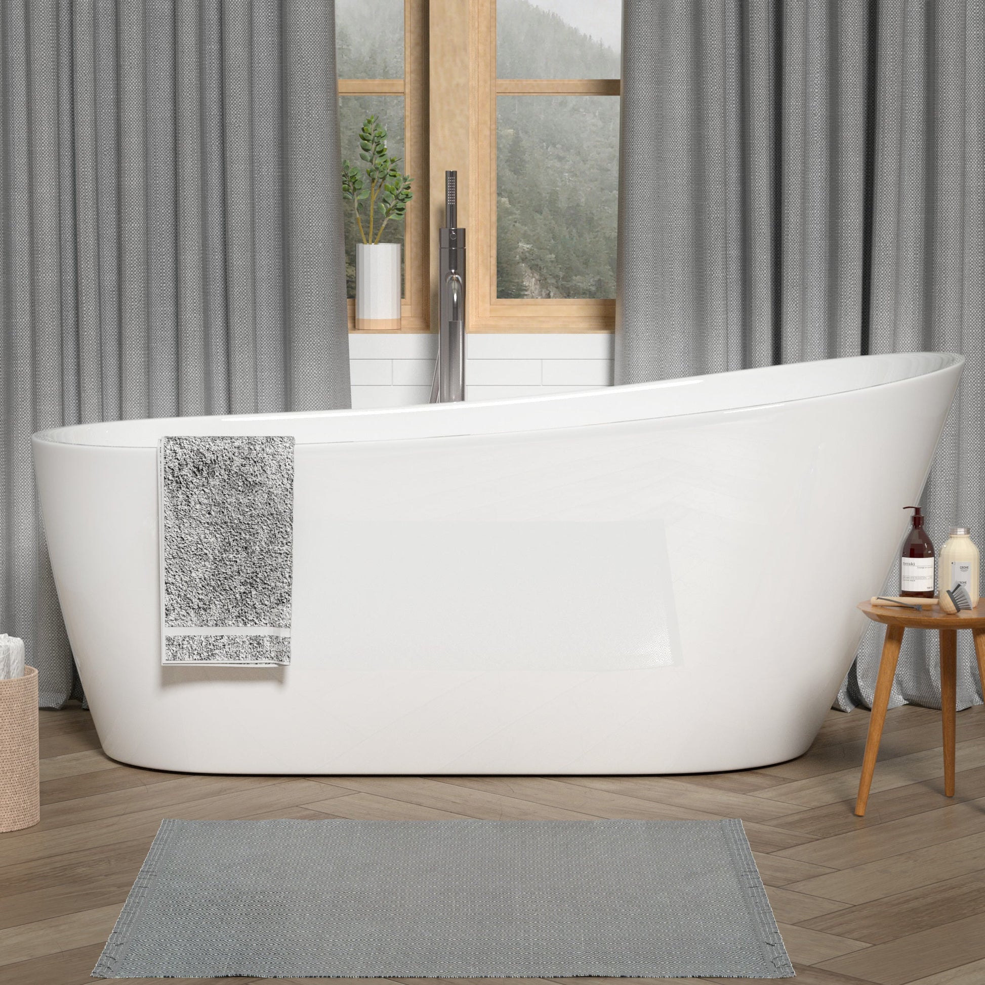 Acrylic Freestanding Soaking Bathtub - 55 white - Divine Heart L.A.