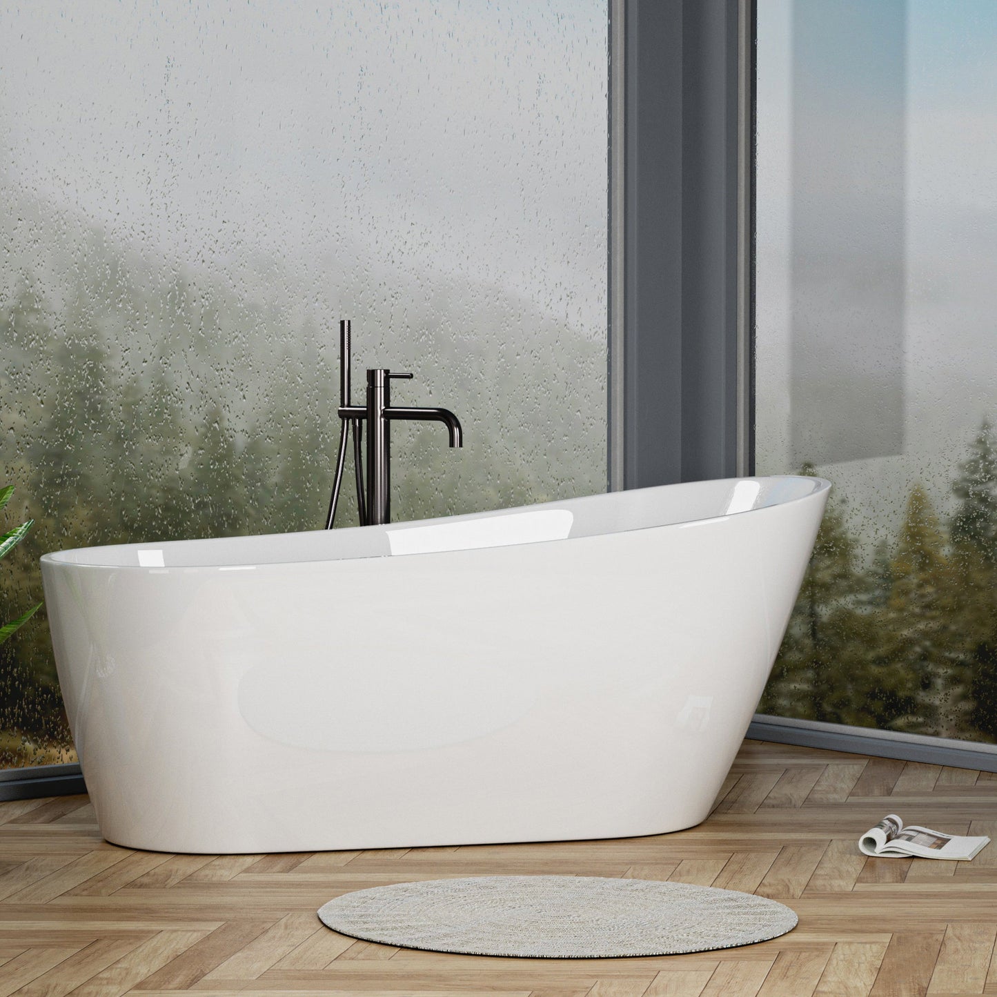 Acrylic Freestanding Soaking Bathtub - 55 white - Divine Heart L.A.