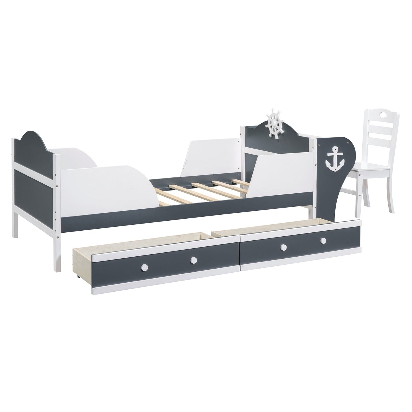 Ahoy Matey! Twin Size Platform Bed with Desk and Chair - Divine Heart L.A.