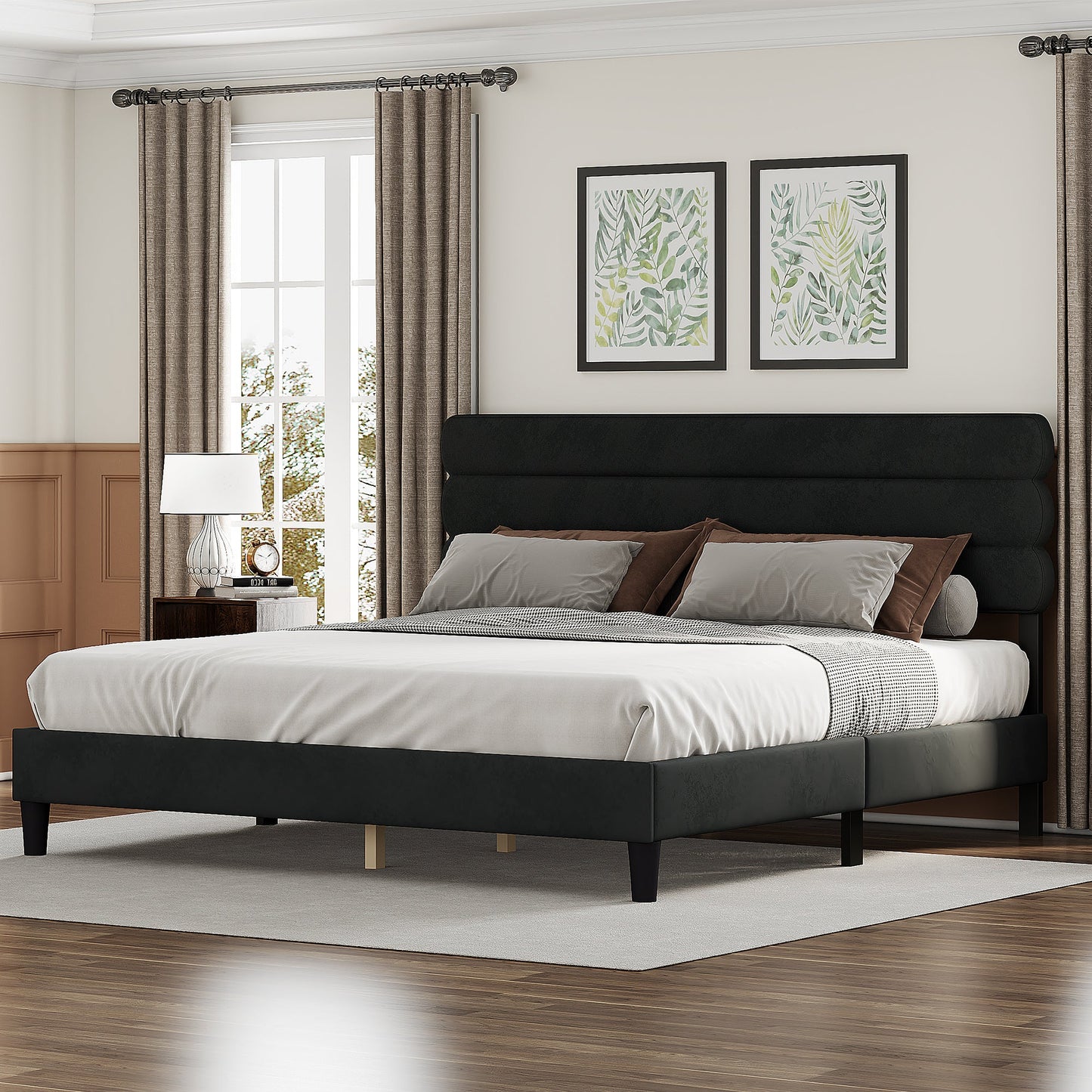 Armandale King Platform Bed with Wooden Slats - Divine Heart L.A.